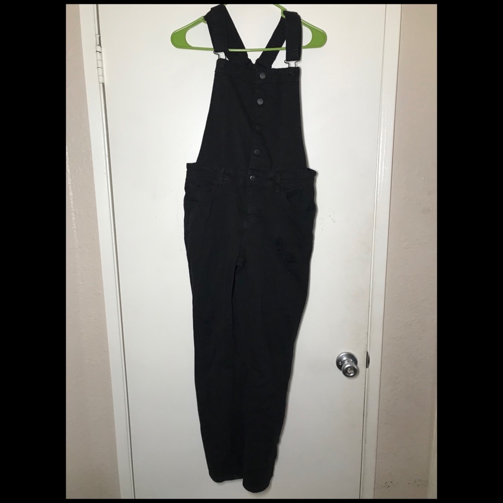 Black distressed overall